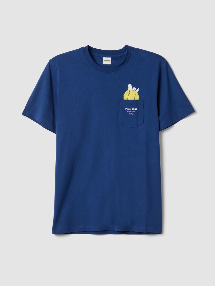 Blue pure cotton T-shirt with chest pocket_4