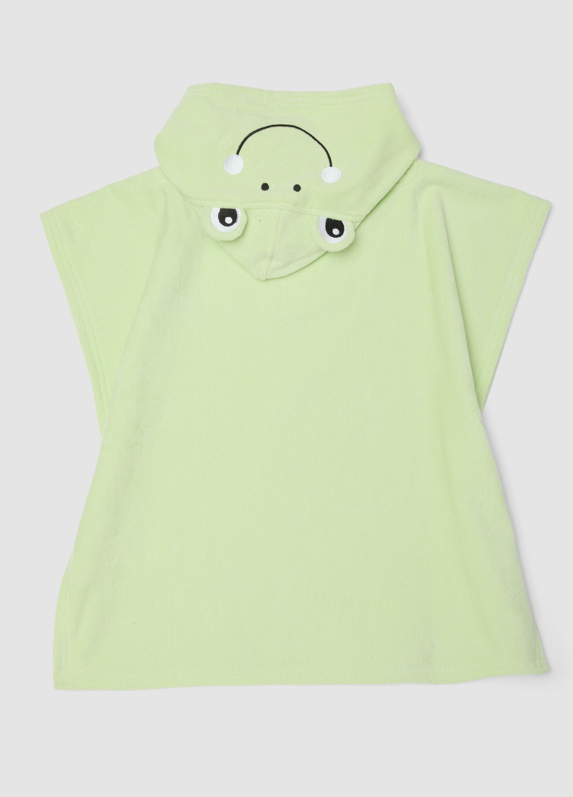 Gr&uuml;nes Baby-Strandponcho aus reiner Baumwolle mit Kapuze