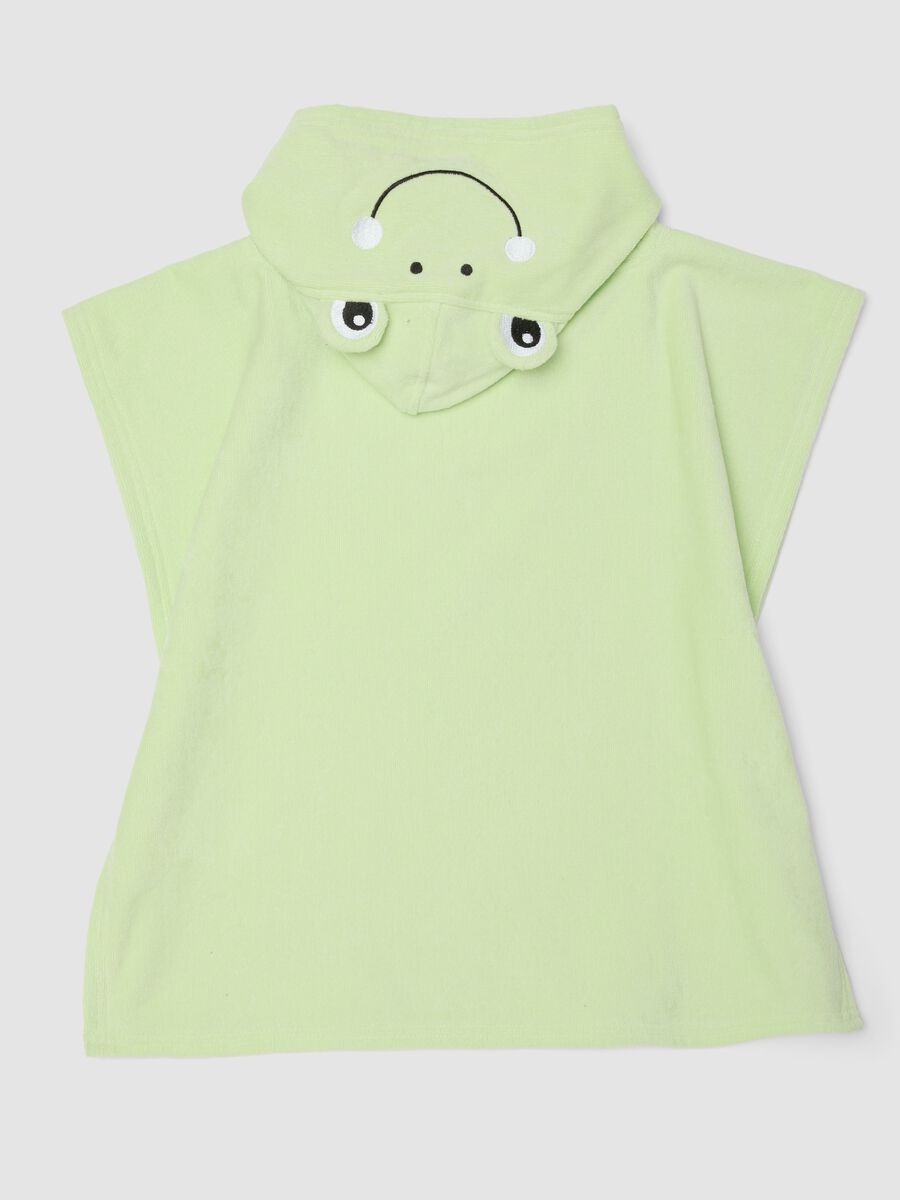 Gr&uuml;nes Baby-Strandponcho aus reiner Baumwolle mit Kapuze_1
