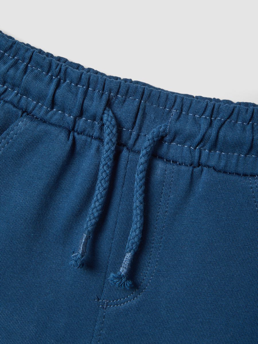 Blue pure cotton shorts with elasticated waist_3