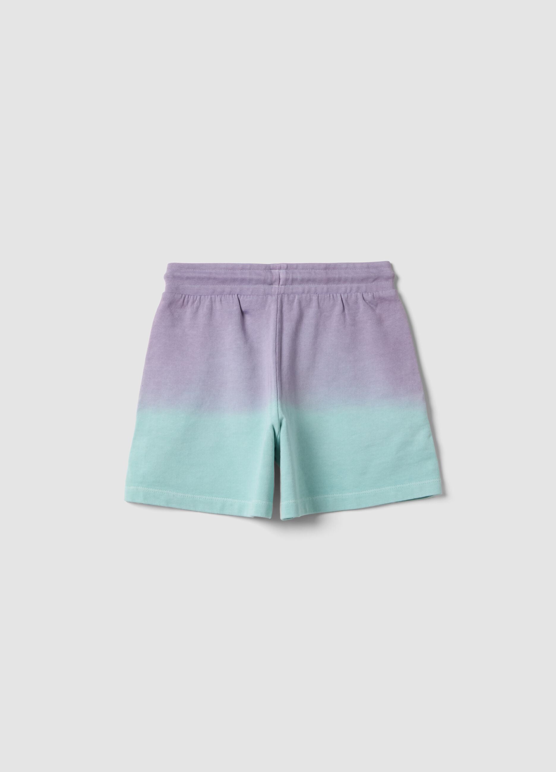 Short viola in puro cotone con sfumatura per ragazza relaxed fit