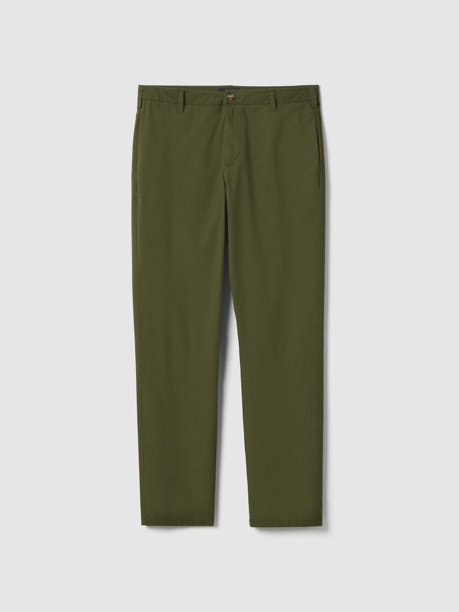 Regular fit green stretch cotton chino trousers_4