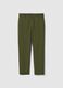Regular fit green stretch cotton chino trousers_4