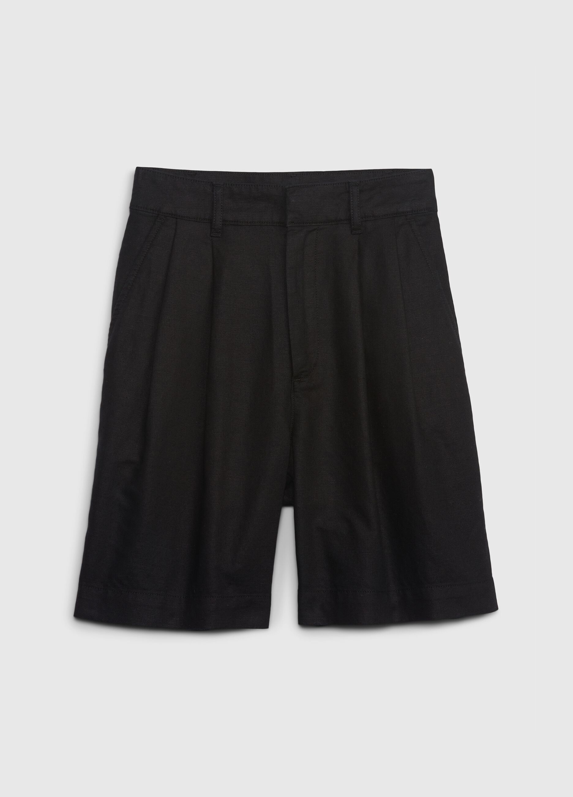 Shorts in lino e cotone con pinces