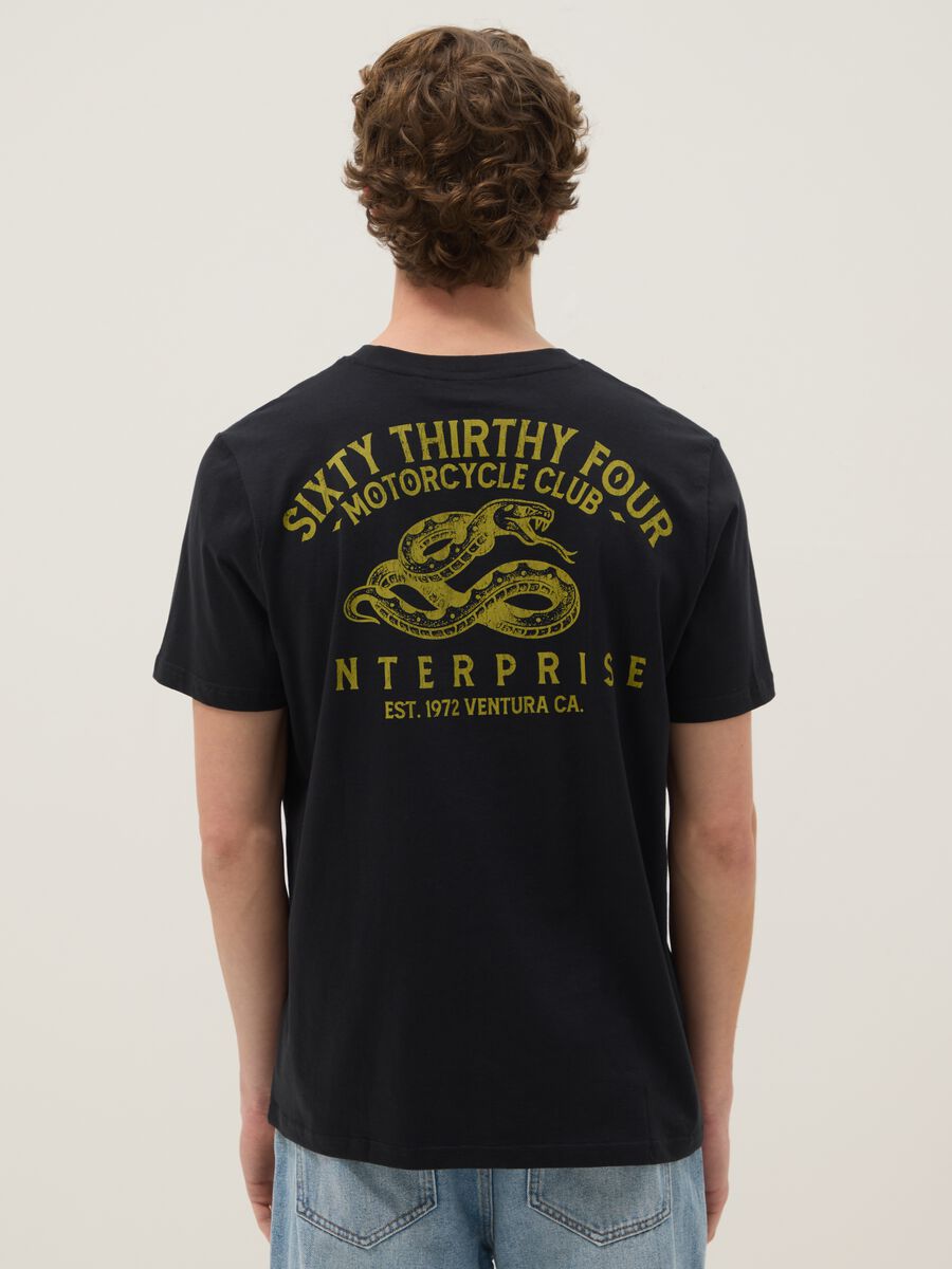 Black printed T-shirt in pure cotton, regular fit_2