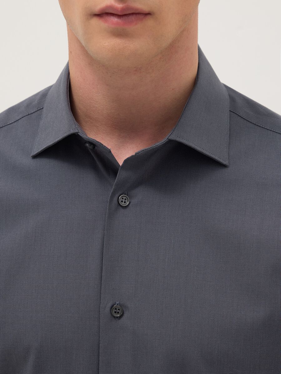 Grey pure cotton regular fit easy iron shirt_1