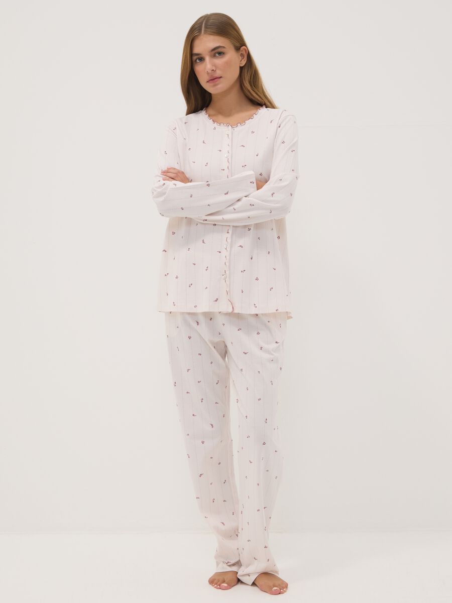 Pink pure organic cotton crew-neck pyjamas_0