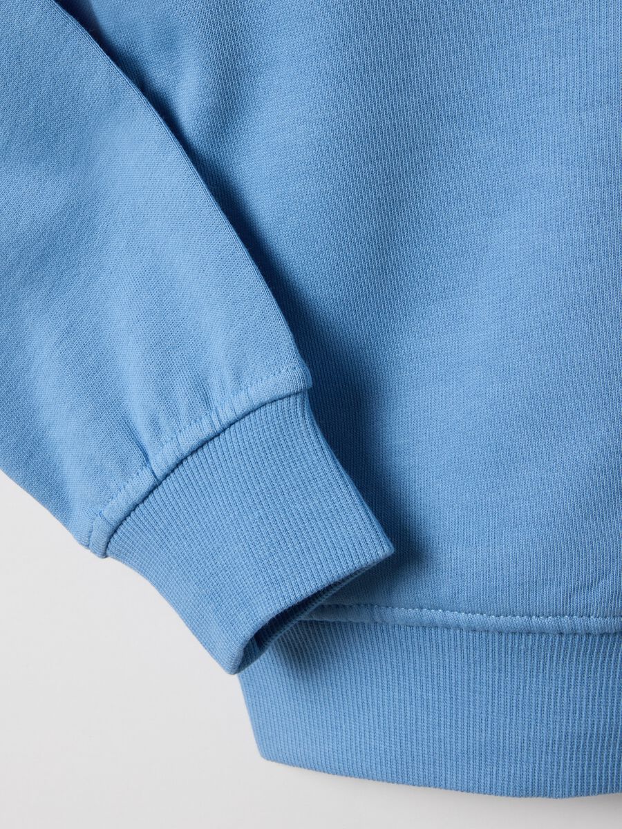 Blue pure cotton regular fit kids' sweatshirt with full zip_3