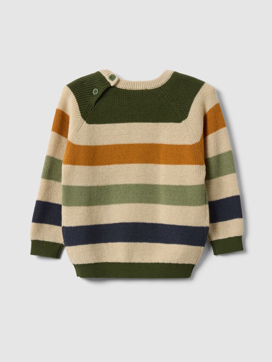 Jersey infantil de rayas multicolor en mezcla de algod&oacute;n con botones, corte regular_1