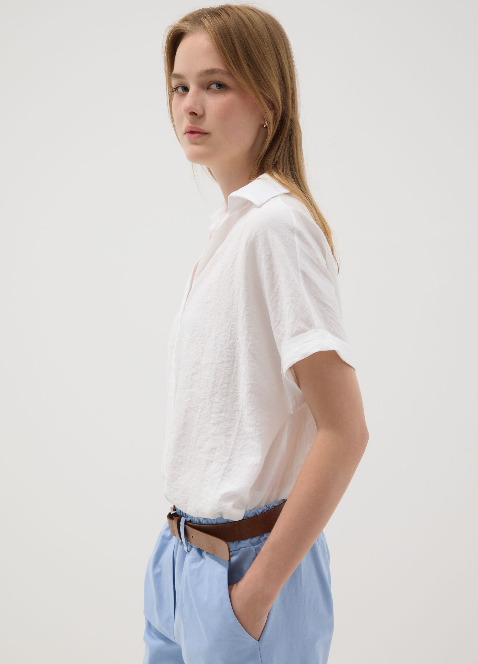 White viscose-blend shirt