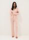 Striped pink pure viscose pyjamas, regular fit with V-neck_0