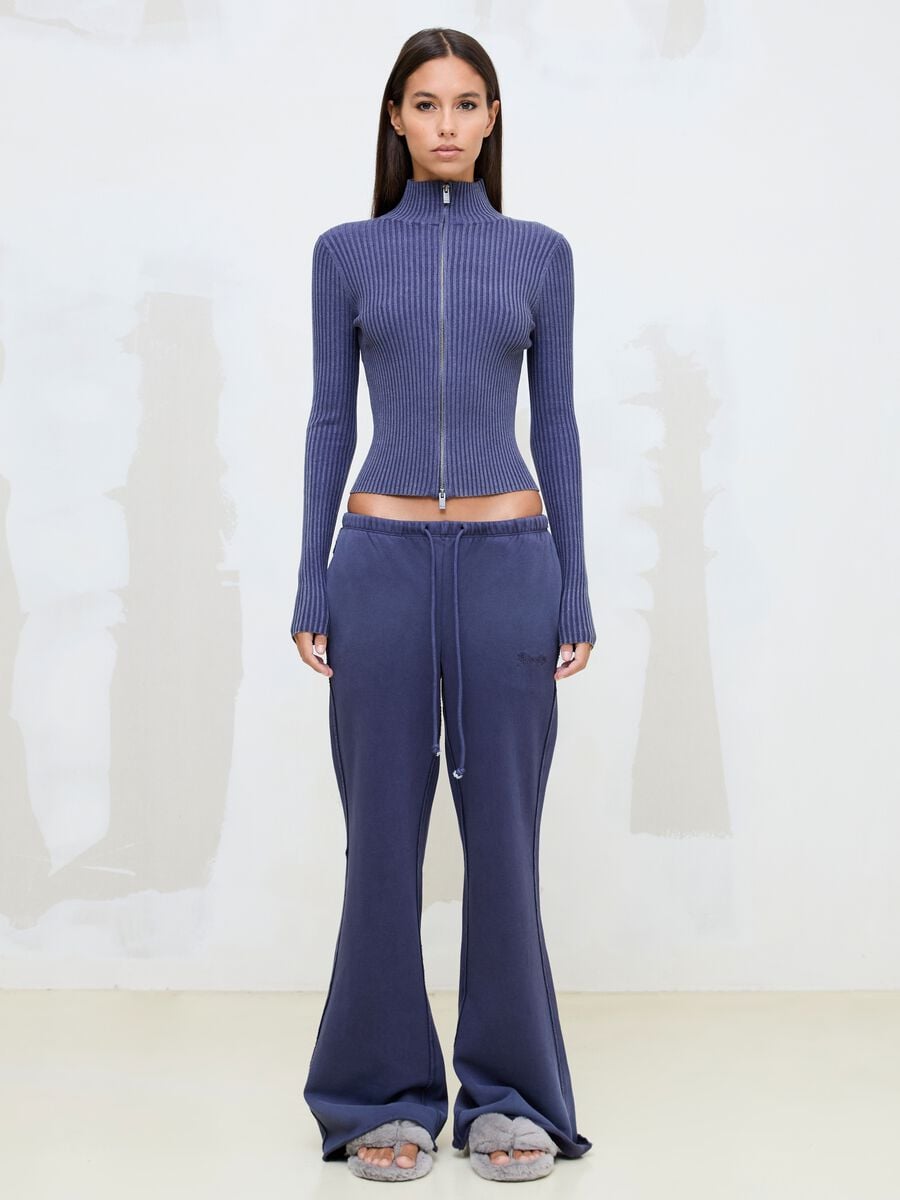 Twilight Blue Full-Zip Ribbed Knit_2