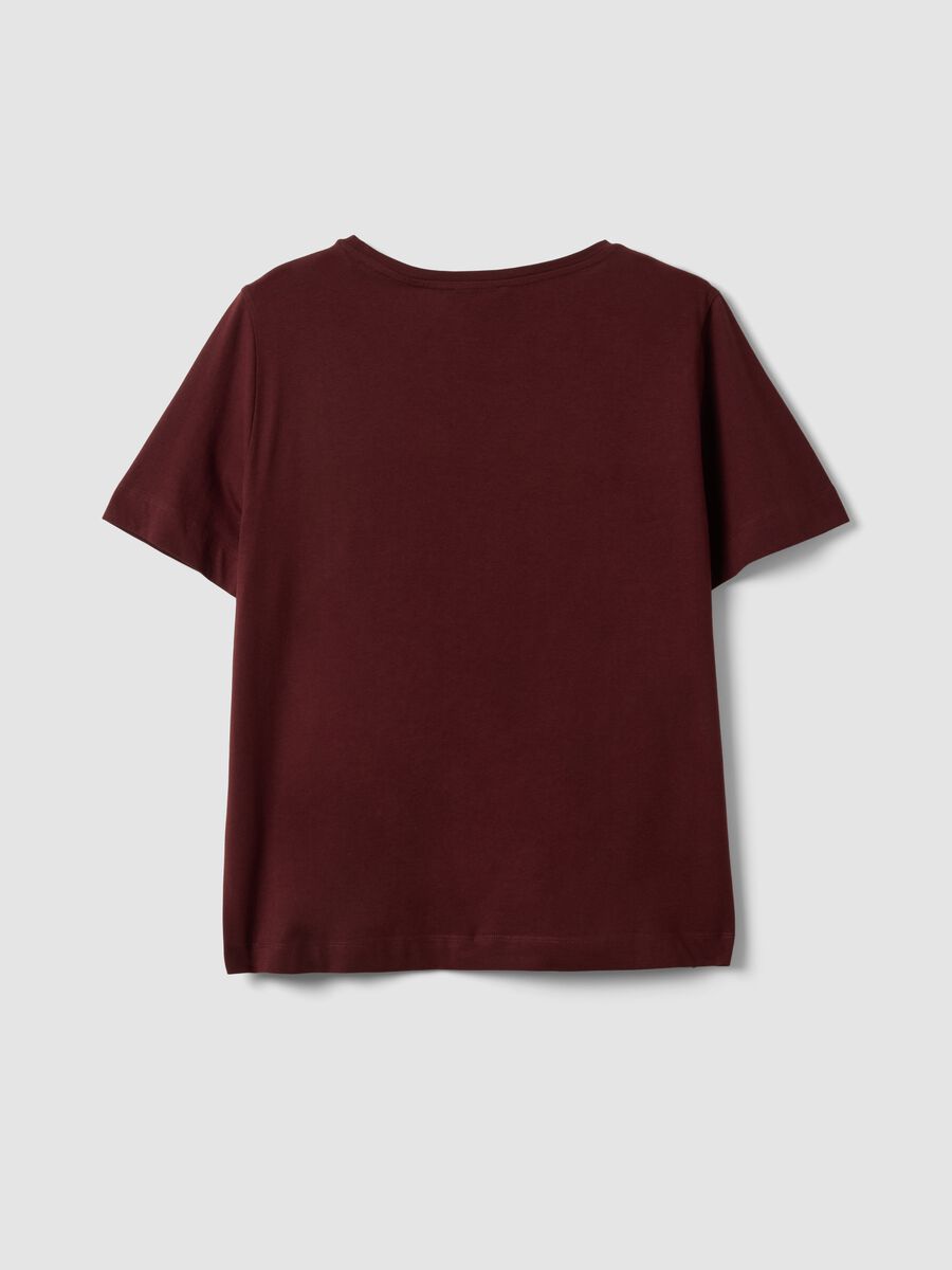 Rotes T-Shirt aus reiner Baumwolle mit floralem Print, Regular Fit_1