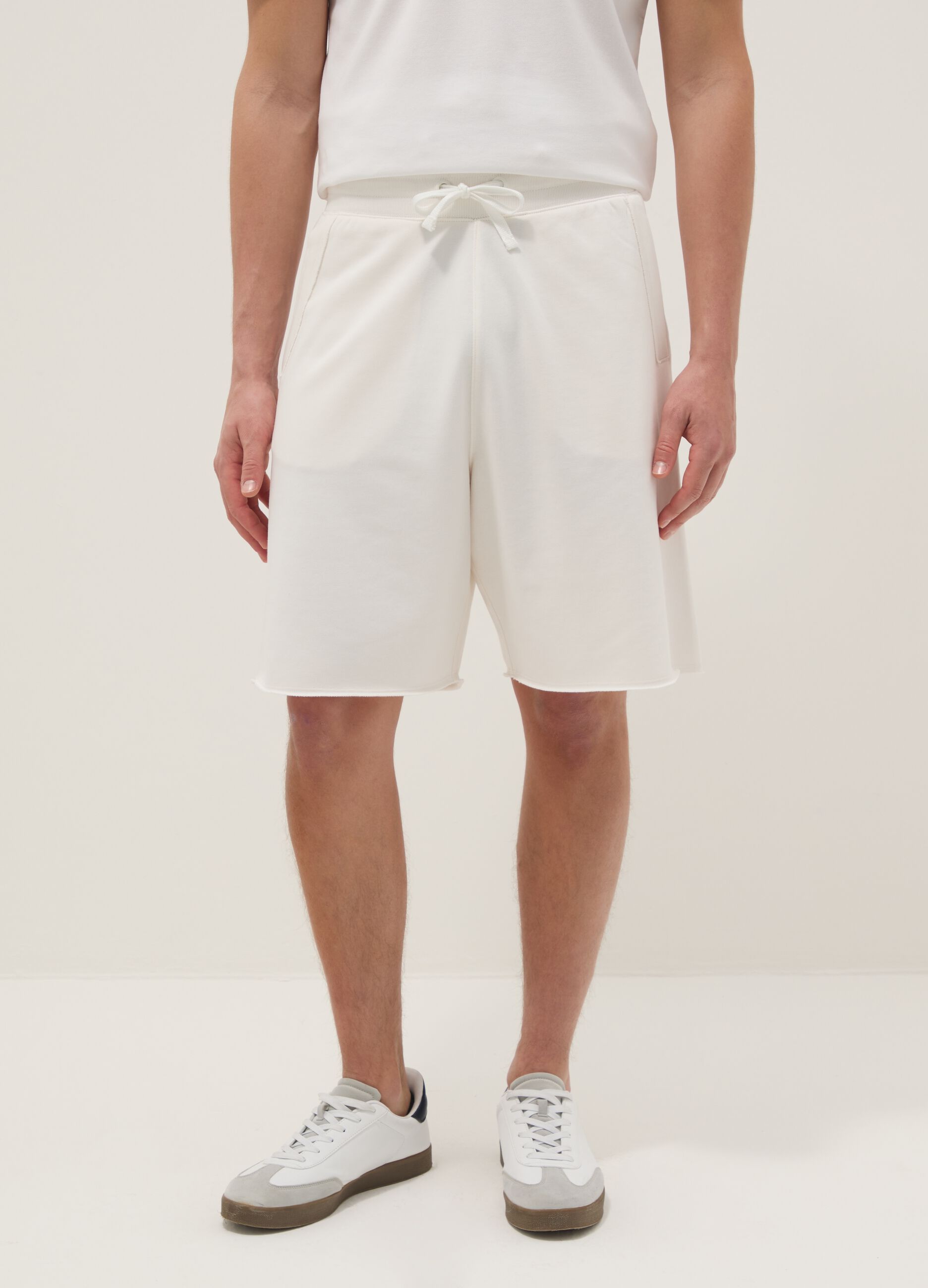 White relaxed-fit cotton-blend shorts