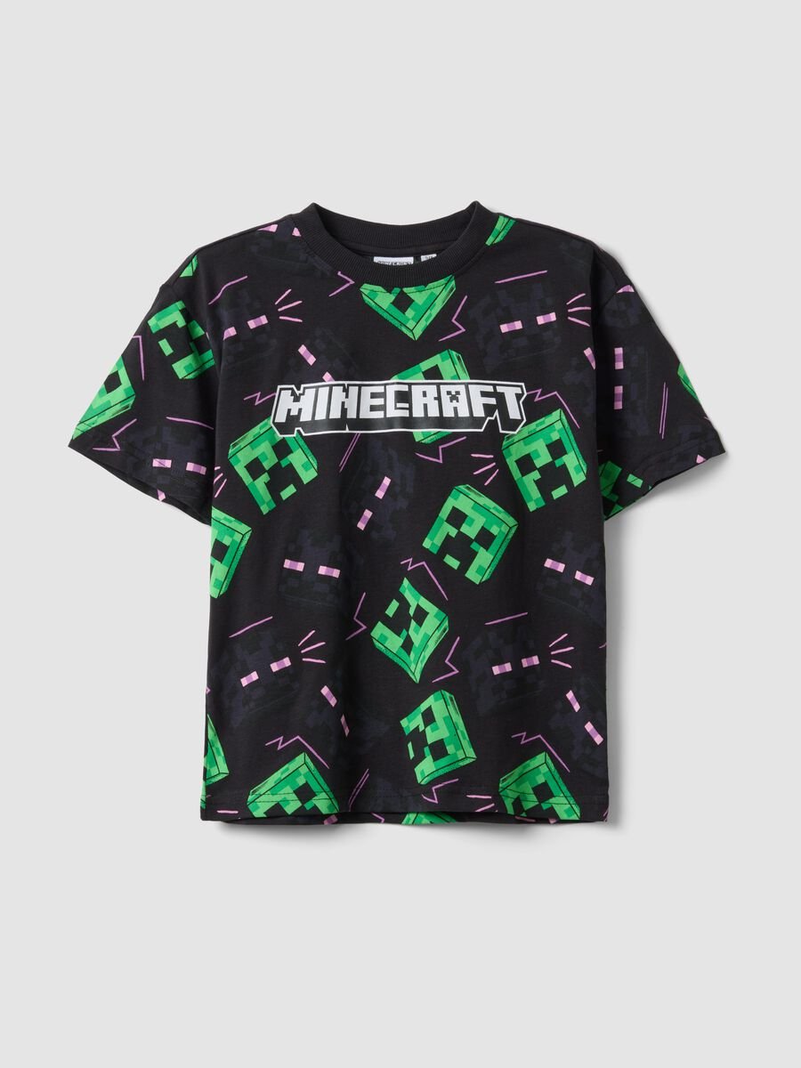 T-shirt multicolore enfant en pur coton &agrave; imprim&eacute;s Minecraft_0