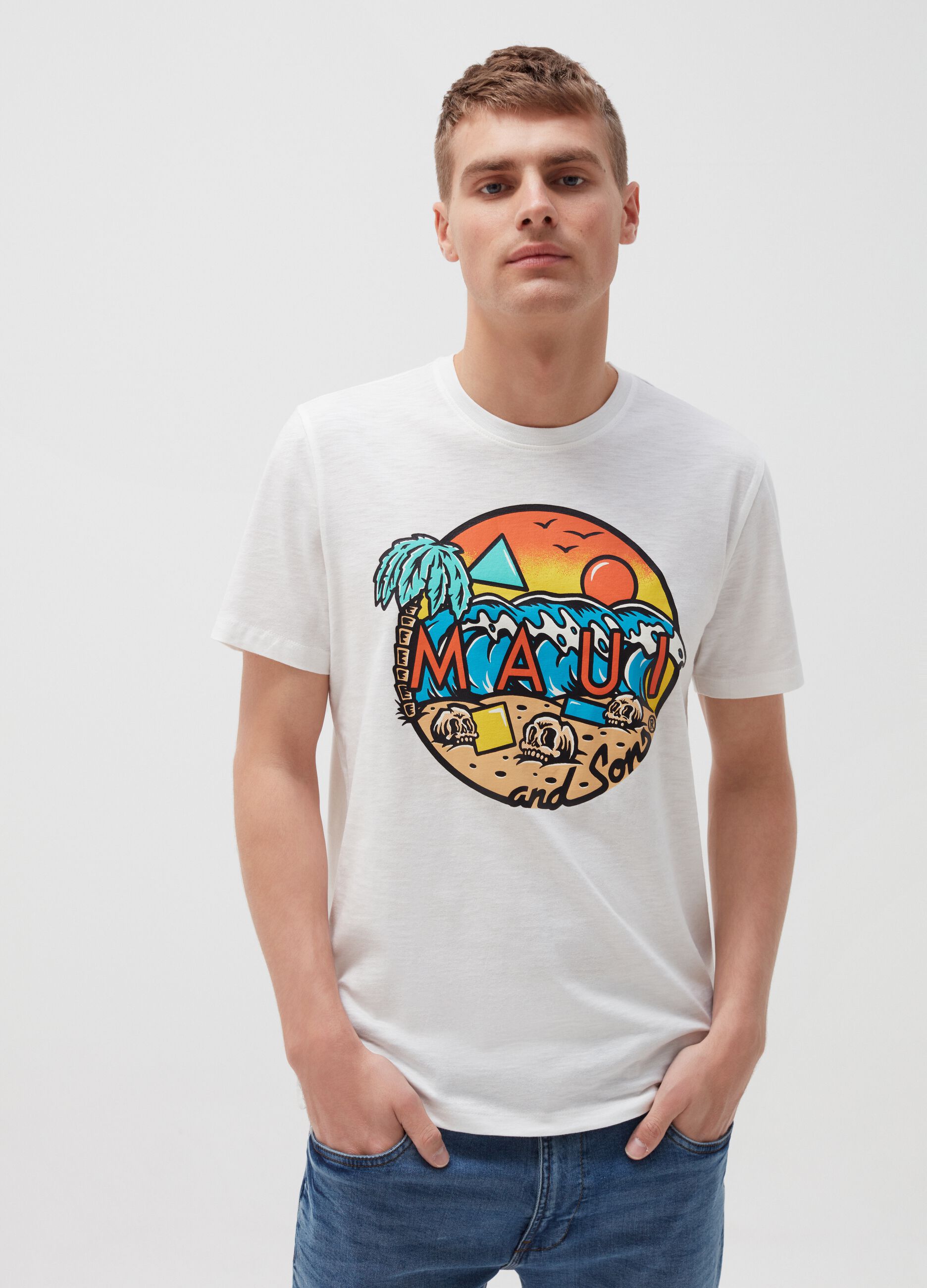 Camiseta de algodón estampado Maui and Sons