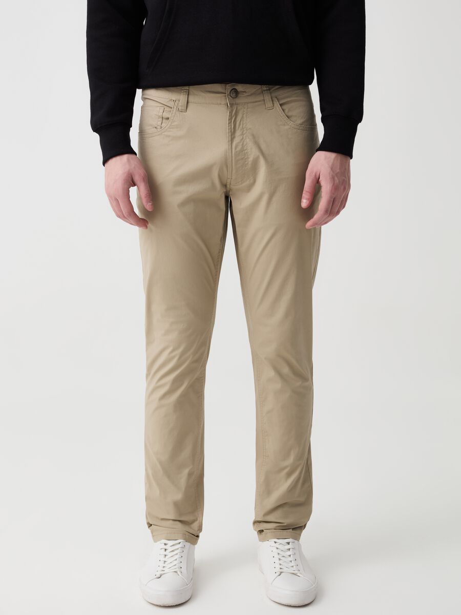 Stretch cotton trousers with five pockets_1