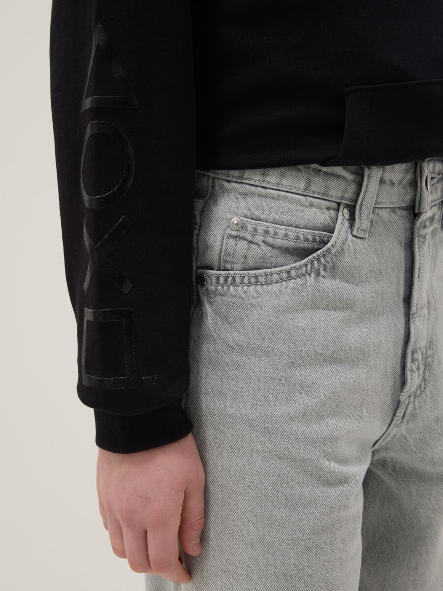 Boy's gray pure cotton skater jeans_2