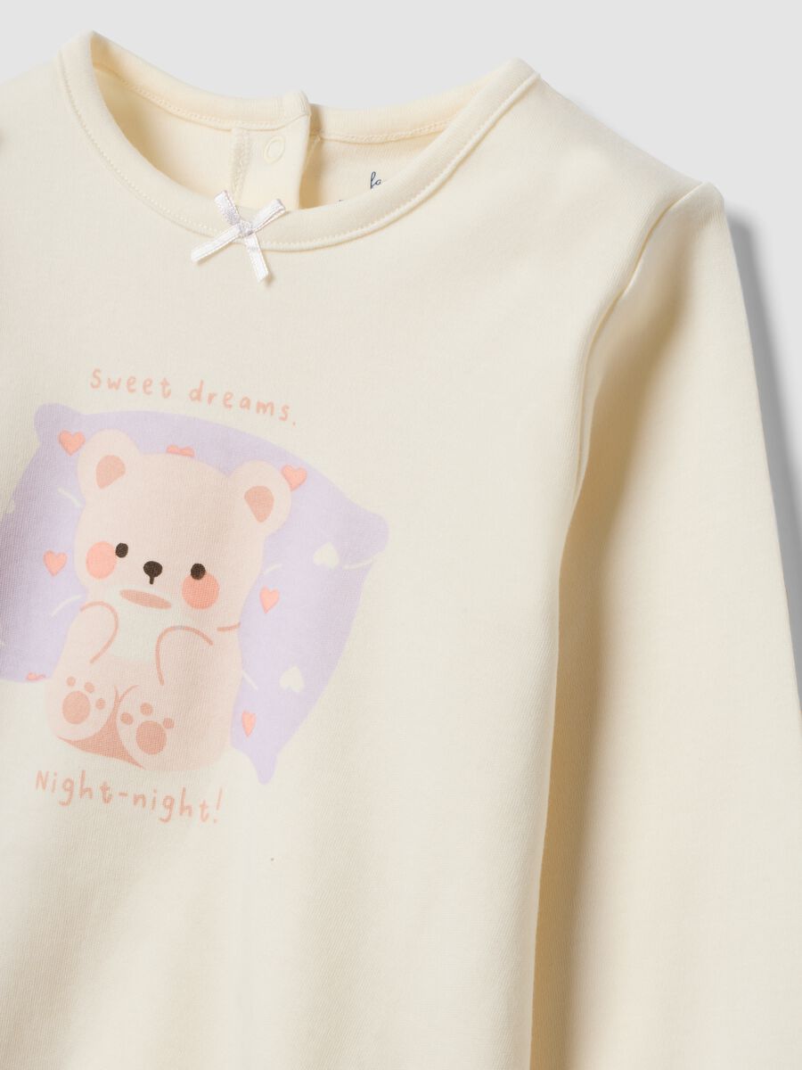 Multicolour pure organic cotton baby girl pyjamas with teddy bear print_2