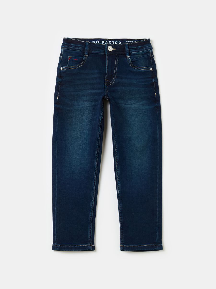 Regular-fit jeans with patch and motorcycle embroidery_0