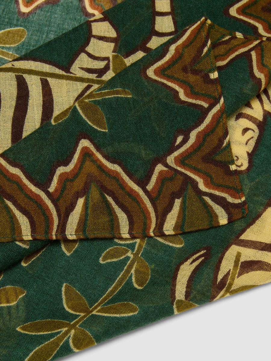 Green wool-blend scarf with print_3