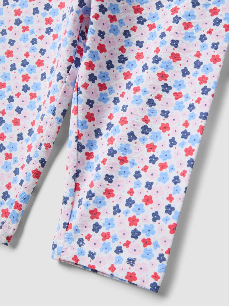 Girl's slim fit multicoloured cotton leggings with flowers_3