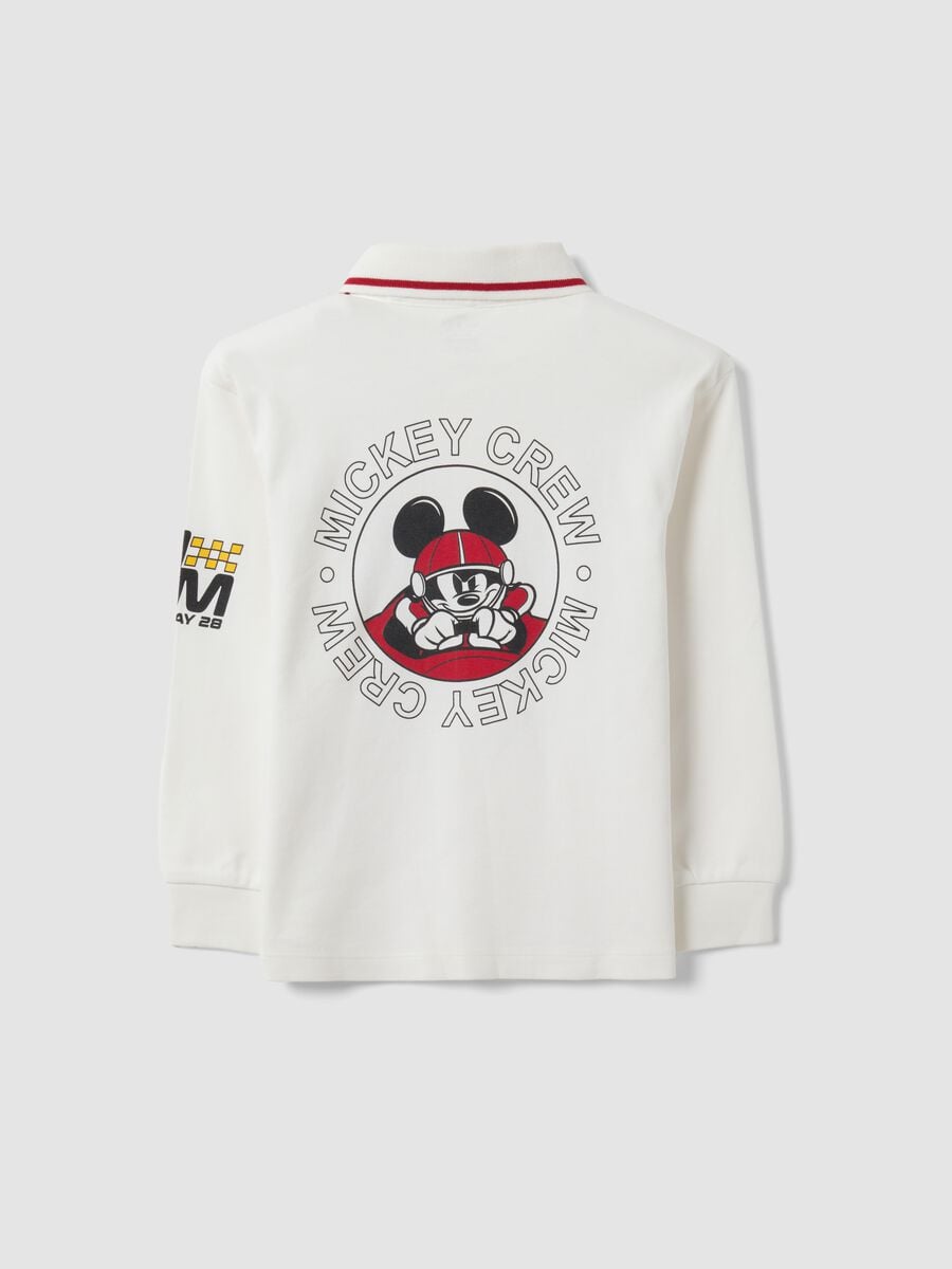White pure cotton long-sleeve polo with Mickey & Friends print_1
