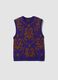 Purple and brown crew-neck wool-blend gilet_0