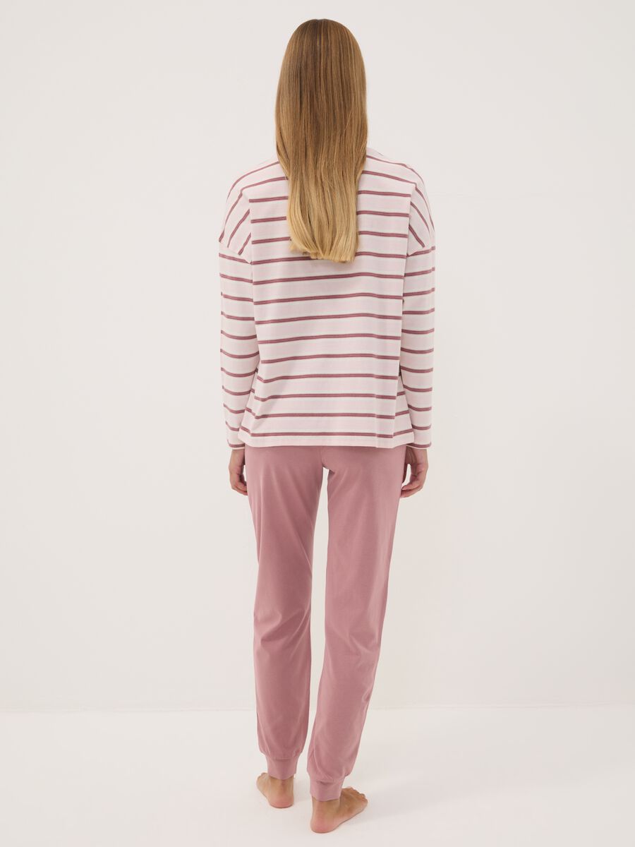 Pink pure organic cotton striped crew-neck pyjamas_3