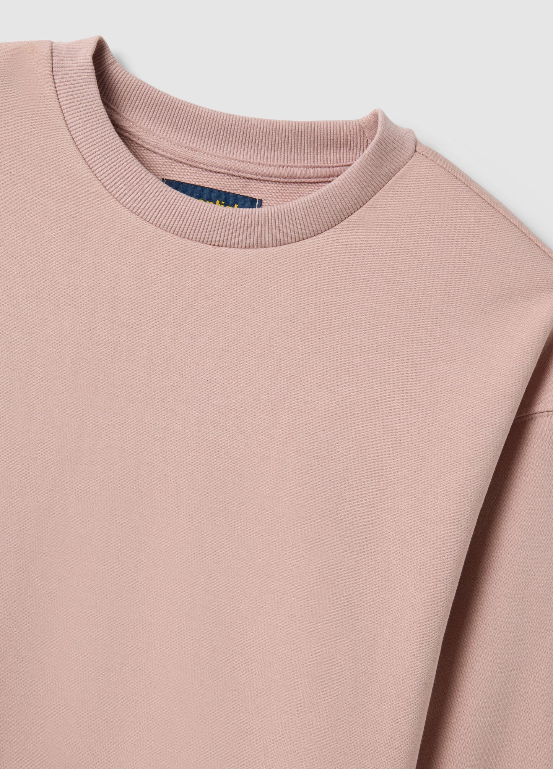 Pink cotton-blend sweatshirt in regular fit with round neck