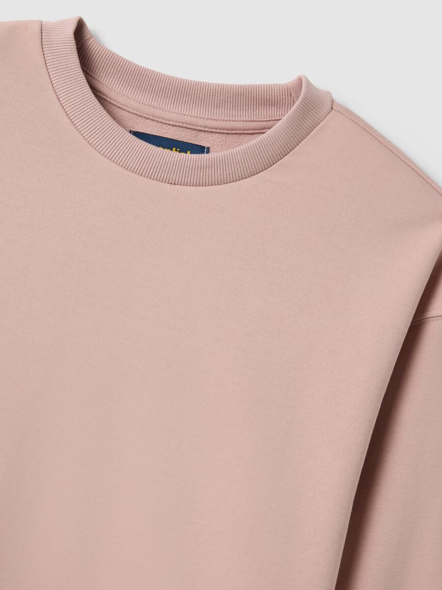 Sudadera rosa de mezcla de algod&oacute;n en ajuste regular con cuello redondo_5