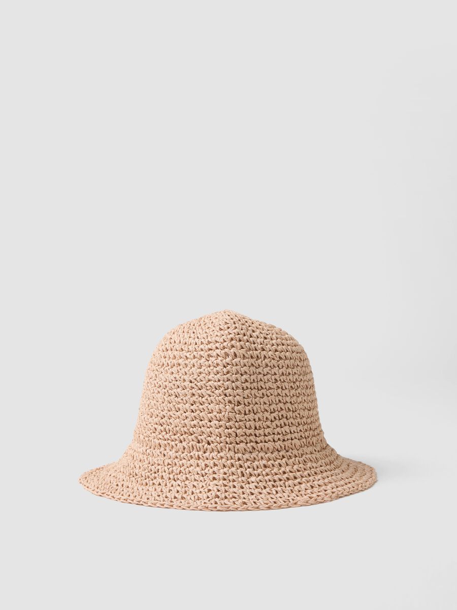 Beige bucket hat in pure paper fabric_0