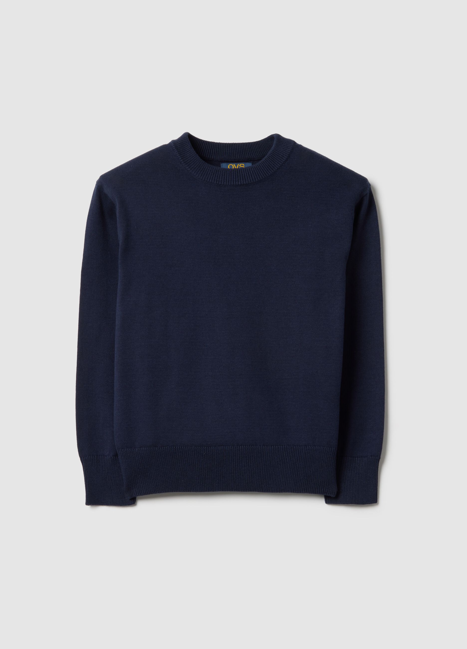 Jungen Pullover aus reiner Baumwolle in Blau mit Rundhalsausschnitt im Regular Fit