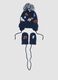 Set blu con cappello e muffole in maglia jacquard_0