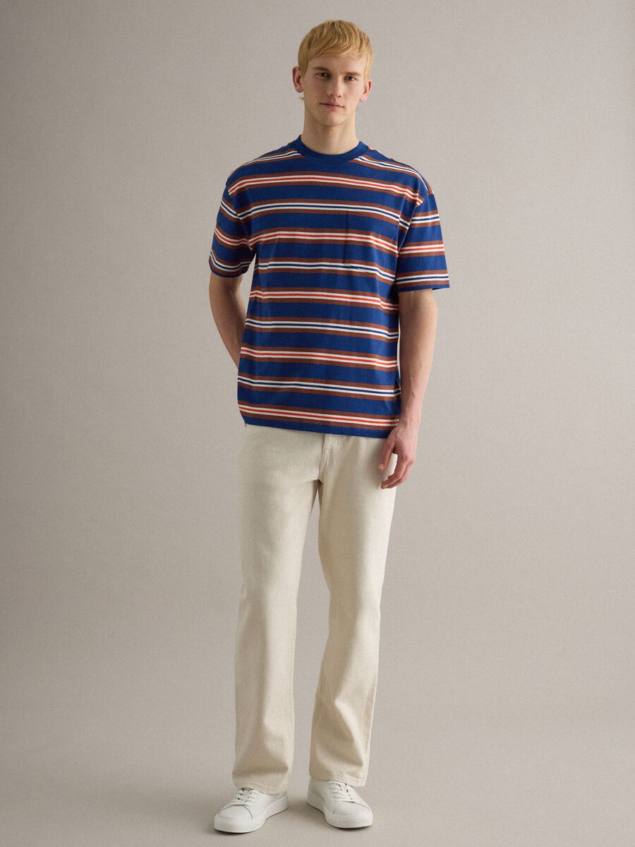 Multicolour striped pure cotton t-shirt with relaxed fit_1