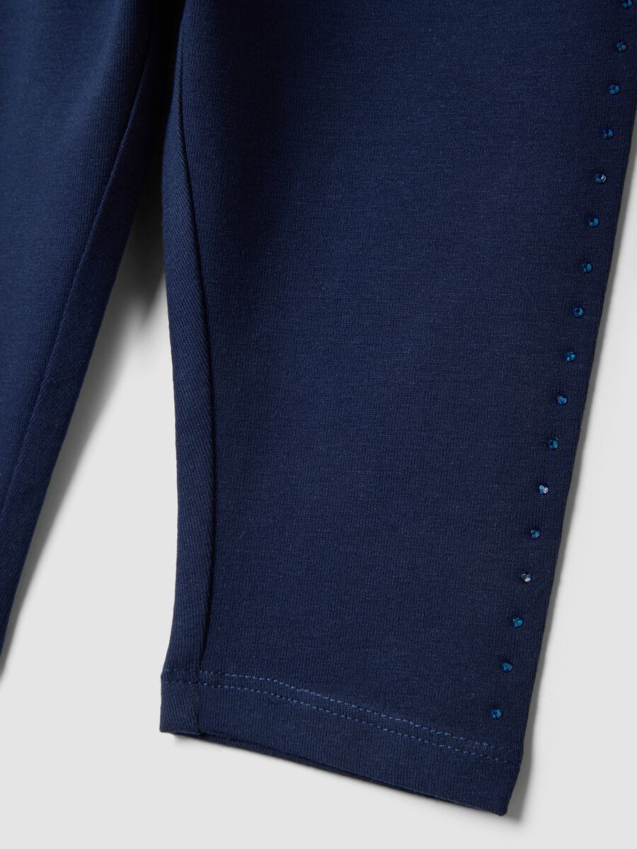 Girls' Slim Fit Blue Stretch Cotton Leggings_3