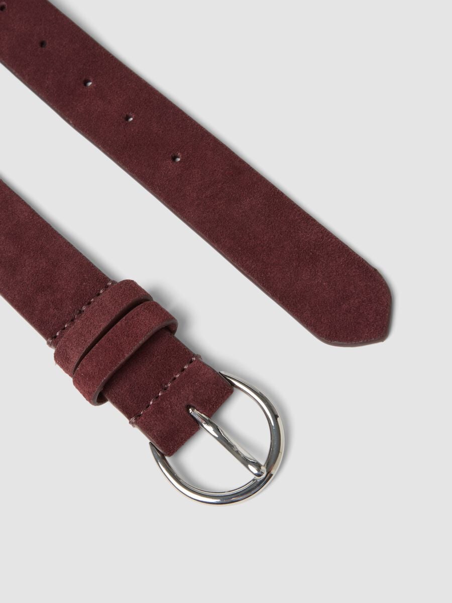 Roter G&uuml;rtel aus echtem Leder mit ovaler Schnalle_1