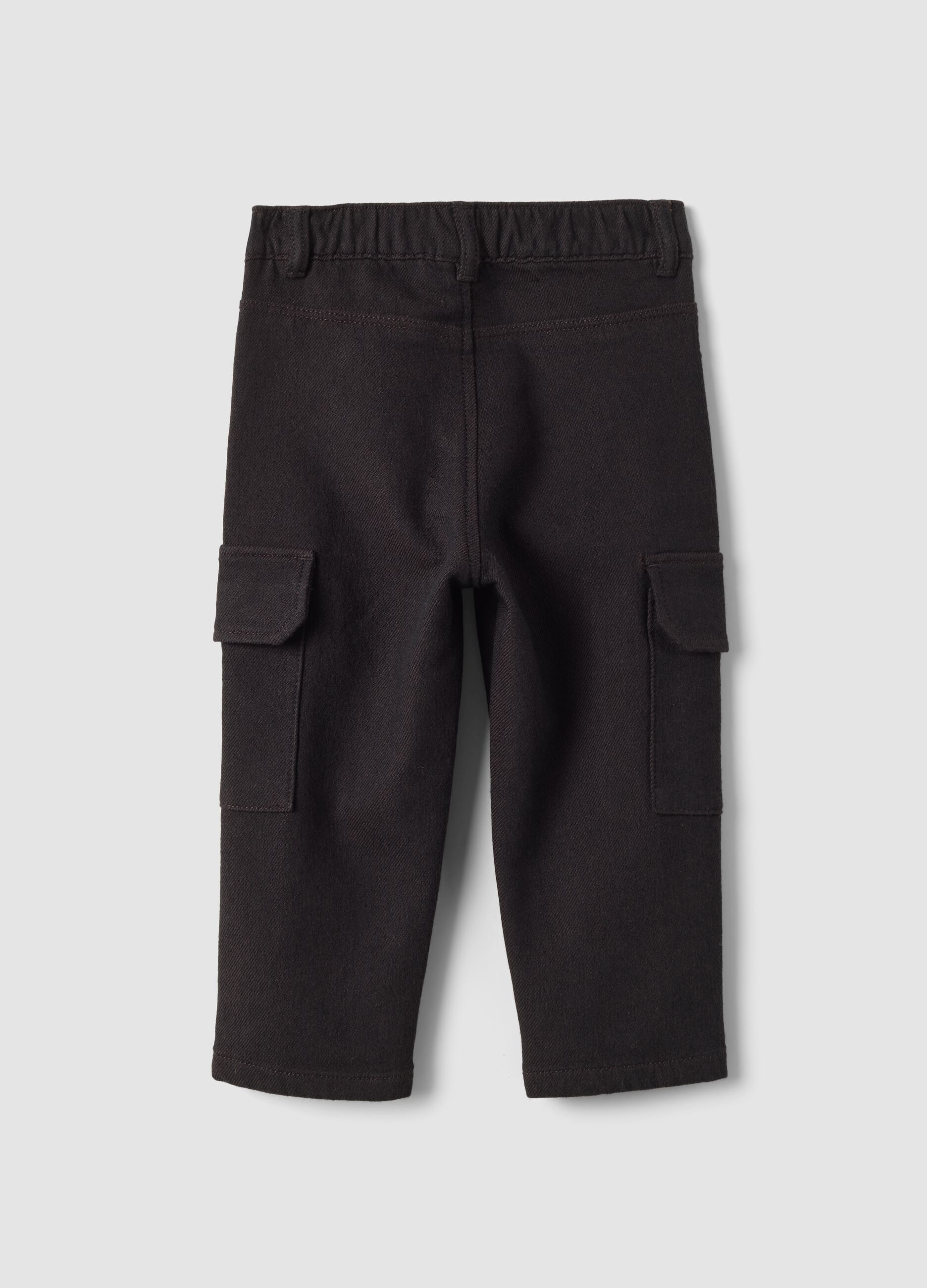 Brown comfort-fit stretch cotton cargo trousers