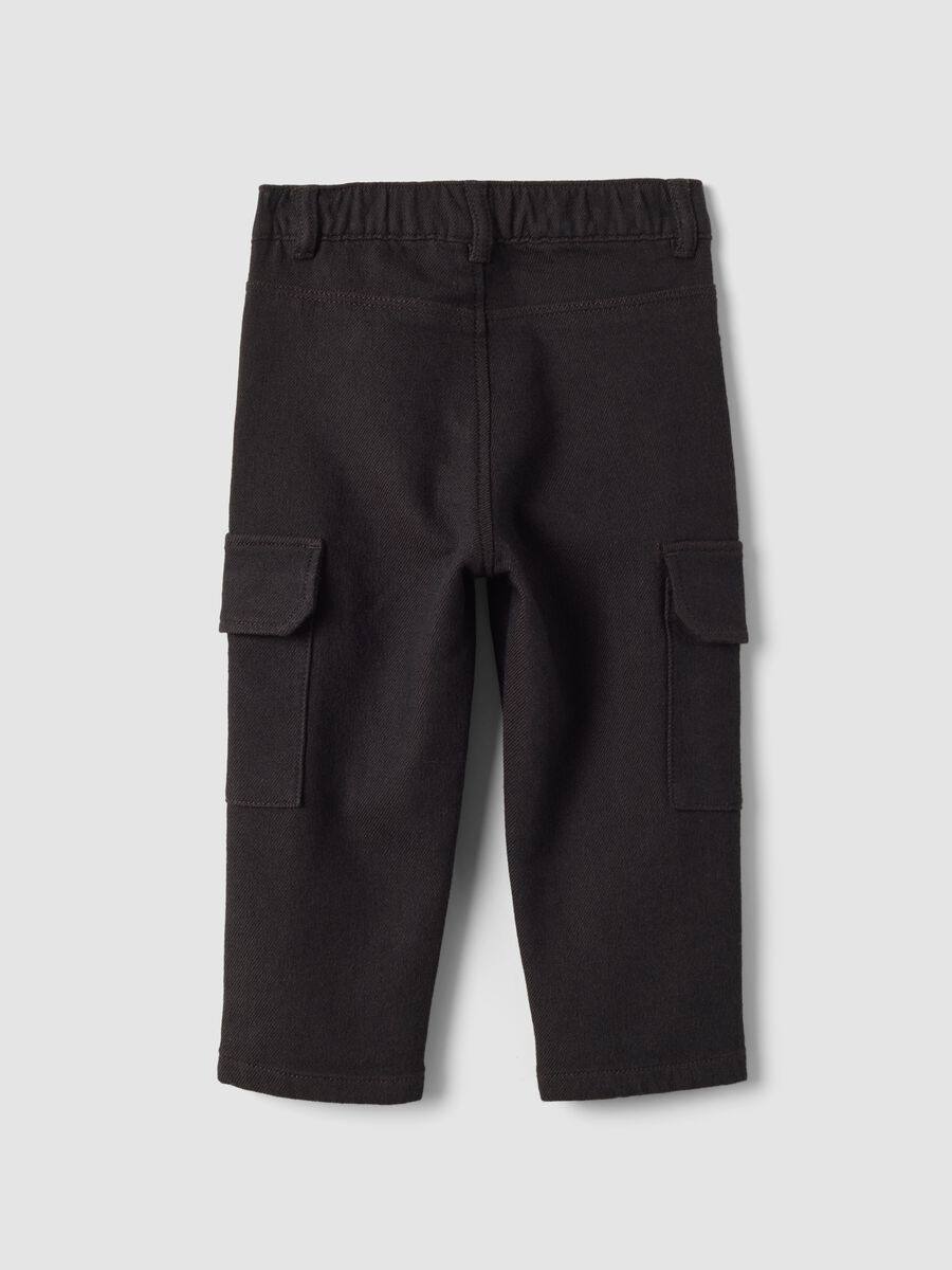 Brown comfort-fit stretch cotton cargo trousers_1