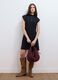 Black relaxed-fit dress with short ruffle sleeves_0