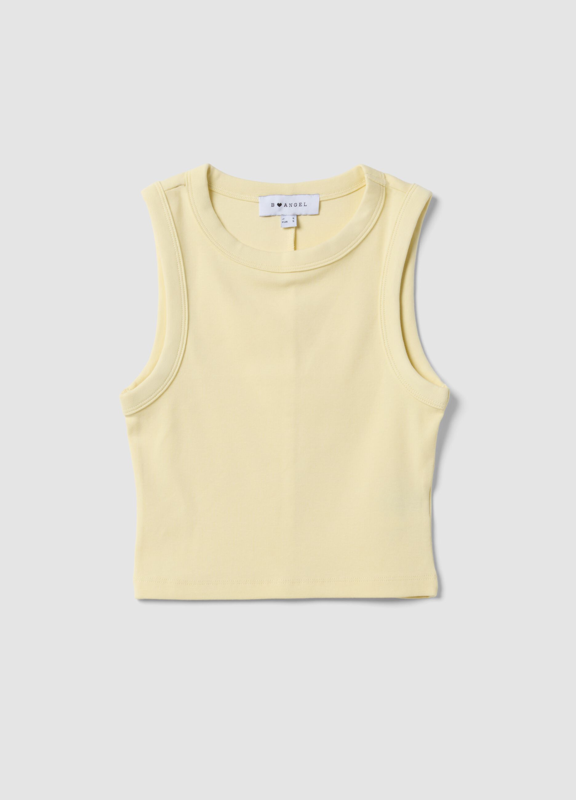 Gelbes Cropped Tanktop aus Stretch-Baumwolle