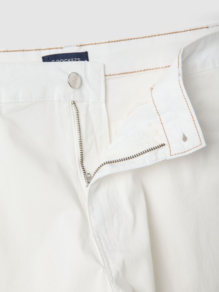 Slim fit stretch cotton white trousers_5