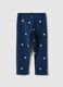 Girls' slim fit blue stretch cotton leggings with patterns_1