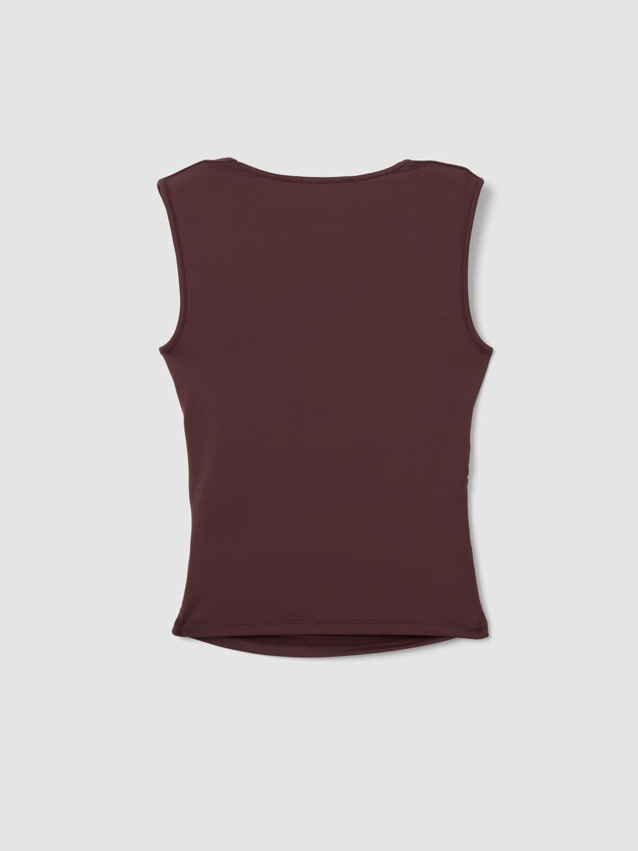 Rotes Stretch-Tanktop mit seitlicher Raffung_5