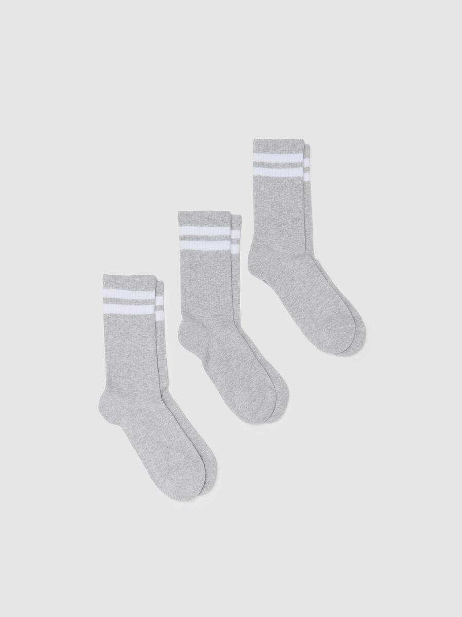 Three-pack of grey elasticated tennis socks_0
