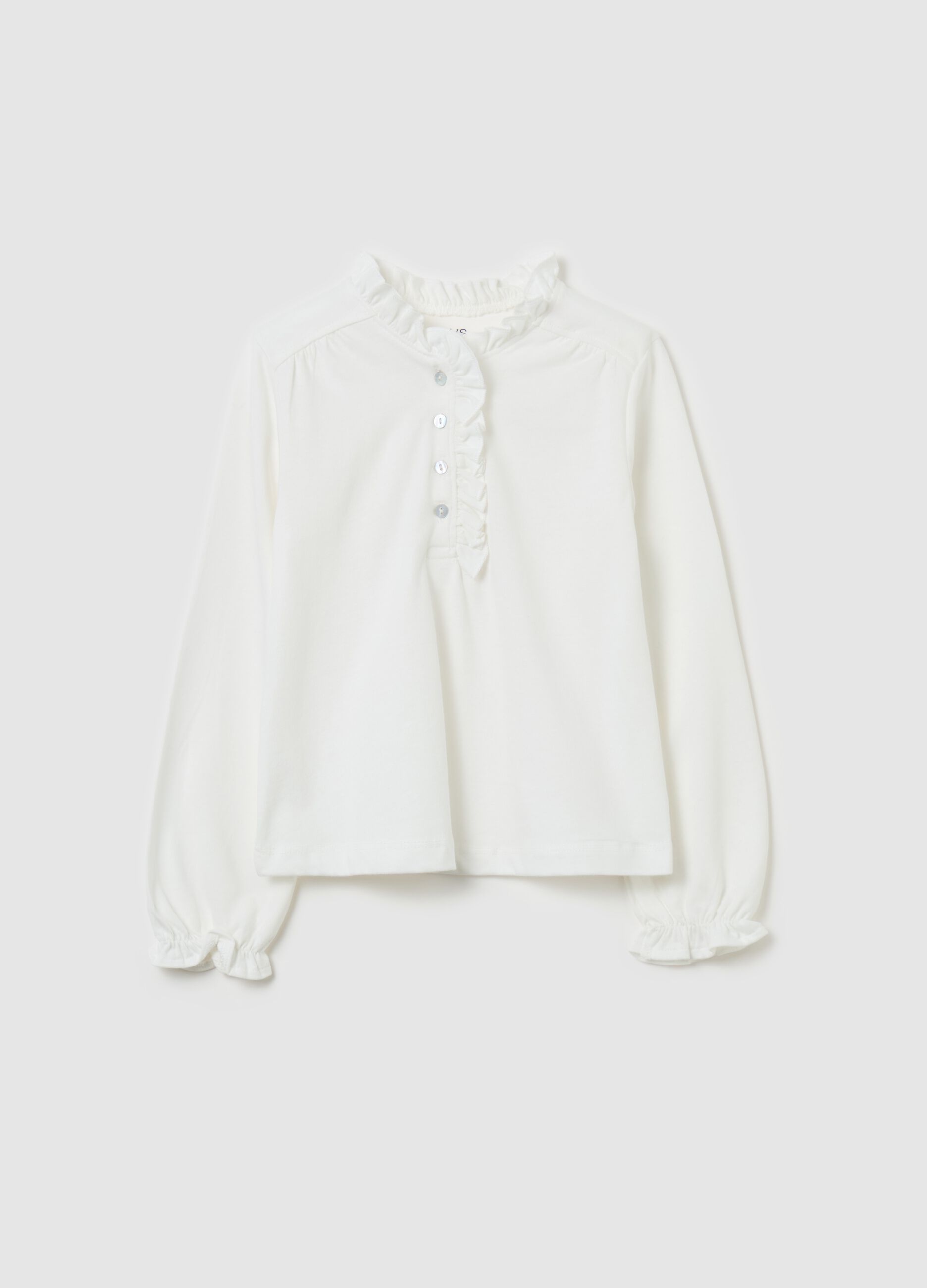Long-sleeved T-shirt with frills