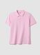 Pink short-sleeve organic cotton polo shirt, regular fit_4