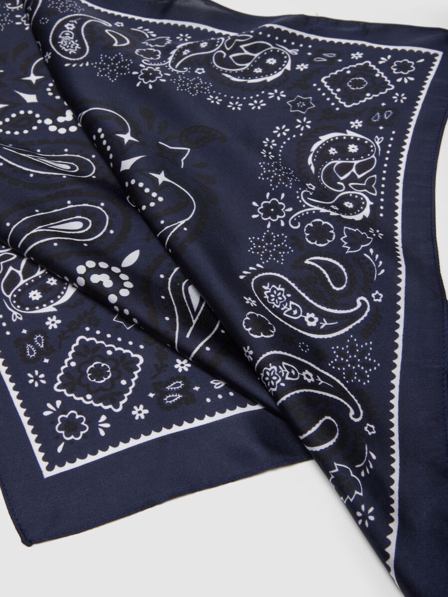 Bandana in puro cotone blu regular fit con motivo paisley_2