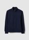 Blue regular fit cotton blend sweatshirt with half zip_4