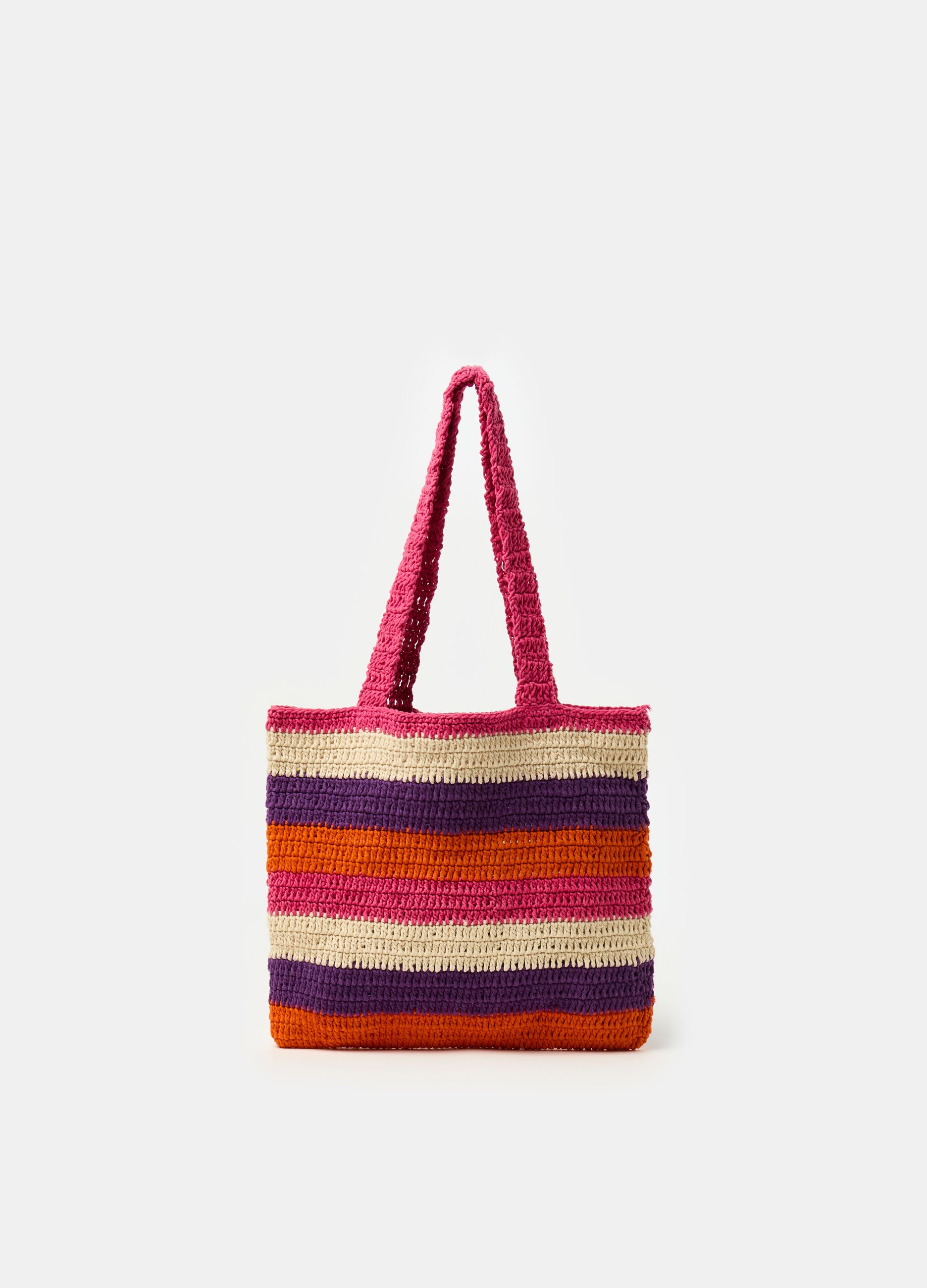 Bag with striped crochet design